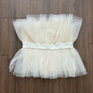 MABLE Cream Tulle Strapless Crop Top Small S